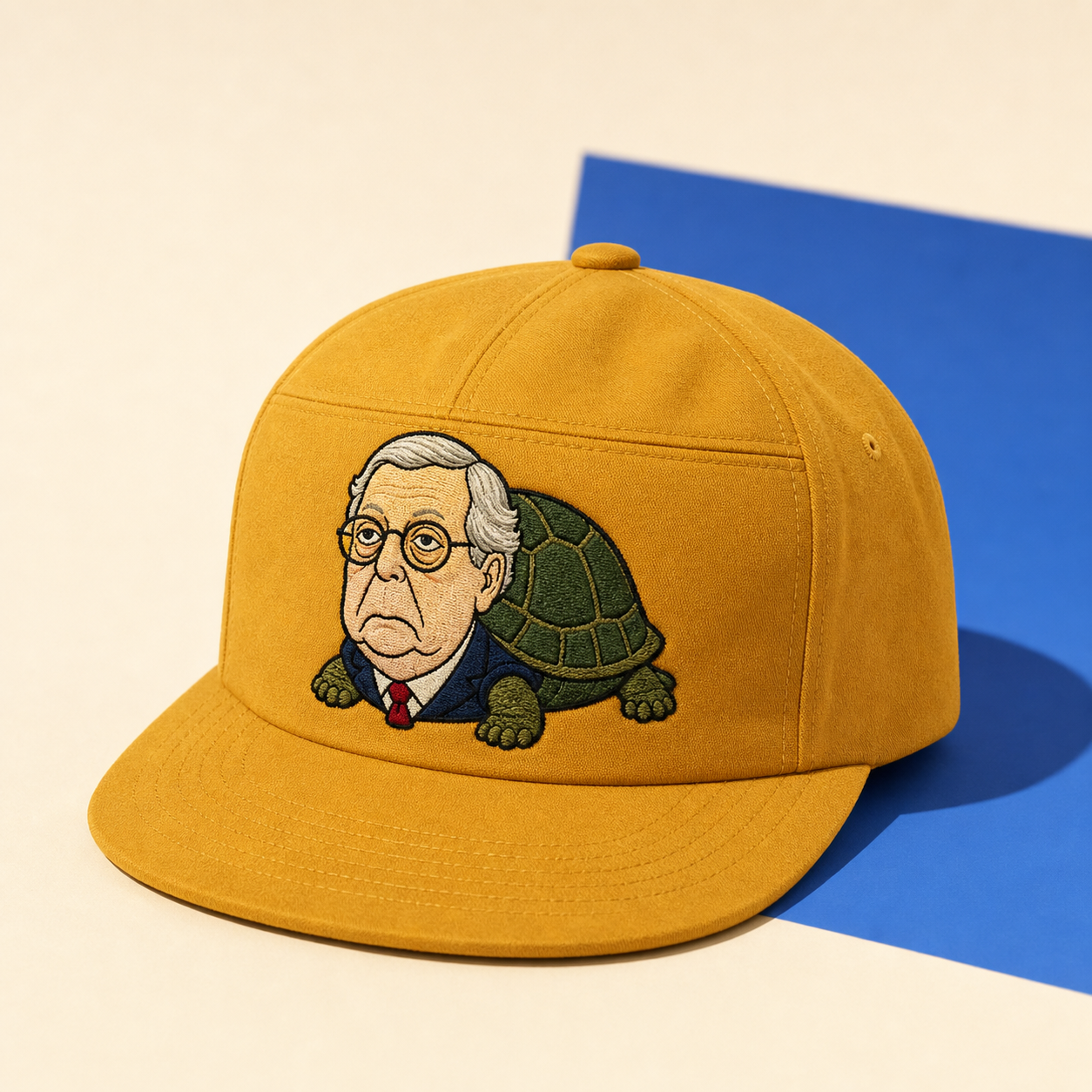 Concept mockup of a turtle Mitch embroidered cap